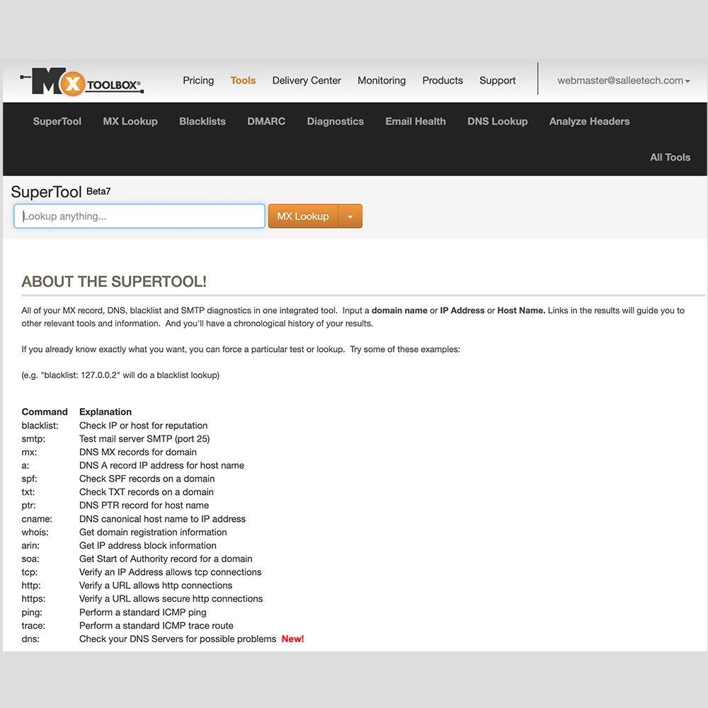 MXToolbox Supertool For Email